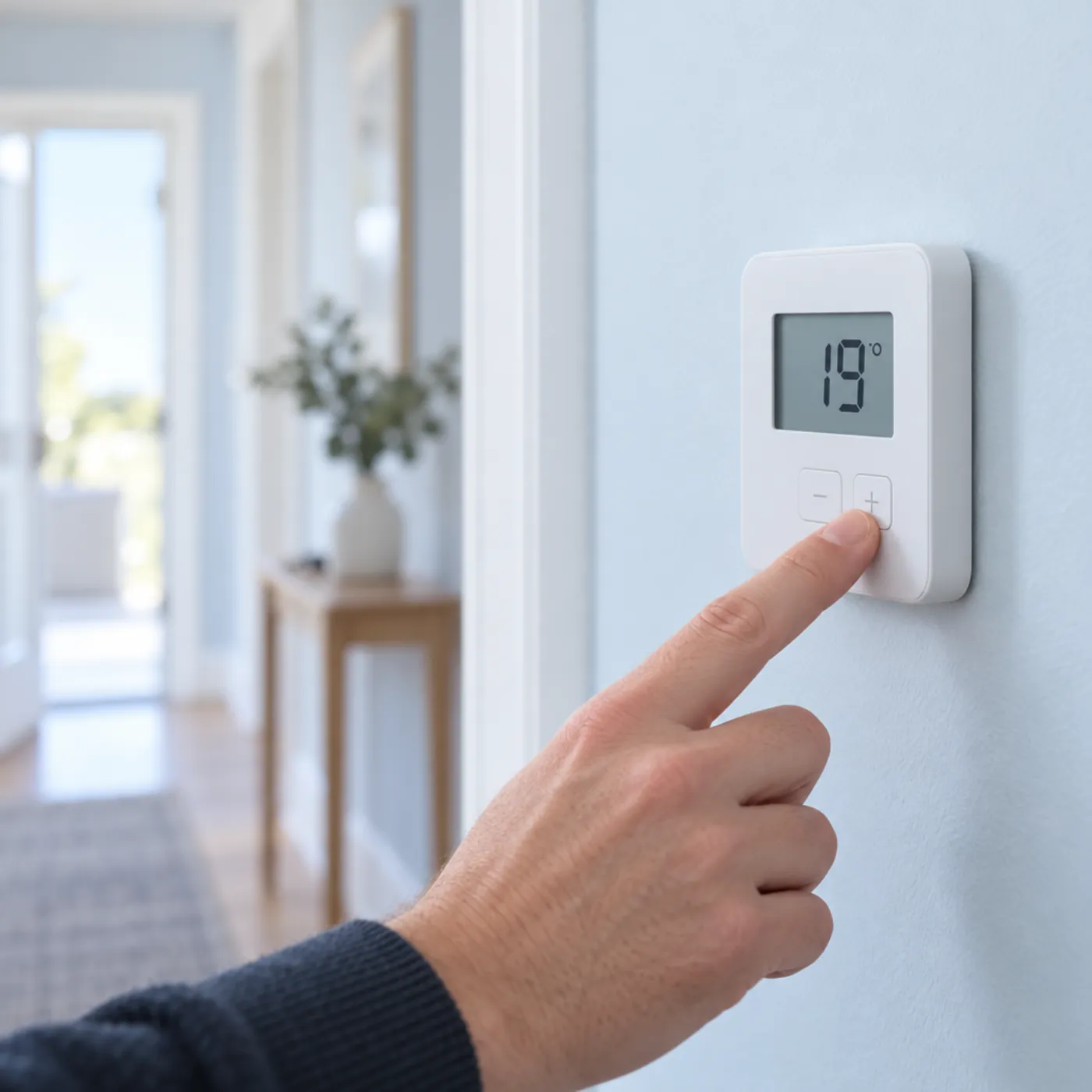 Réglage d'un thermostat d'ambiance mural dans un logement du 92